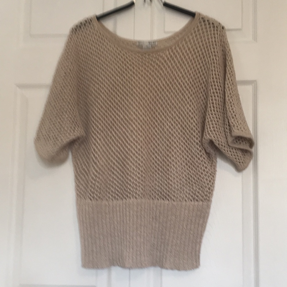 WD.NY Cream Tan Off-the-Shoulder Sweater